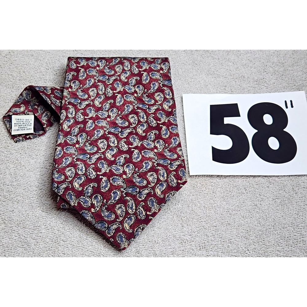 GAP 100% Silk Men's Tie Maroon/Blue White Paisley Standard/Classic - 58"